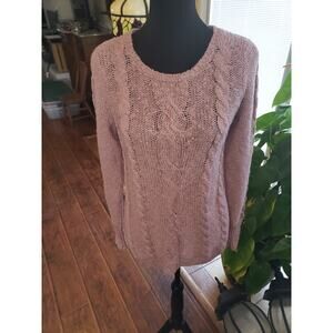 Ruby Moon US M pink cable‎ knit sweater